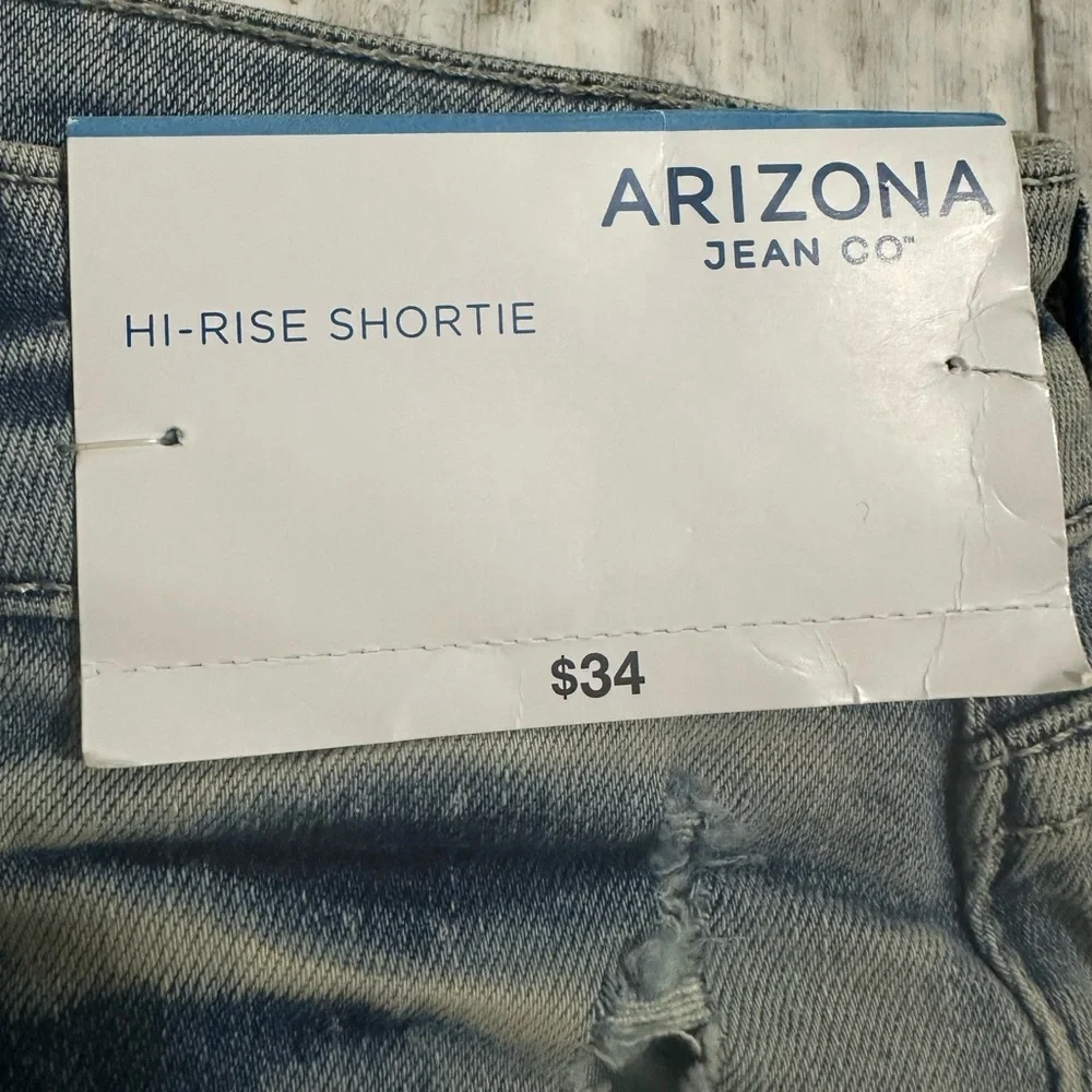 Arizona Jean Co Hi-Rise Shortie embroidered jean shorts